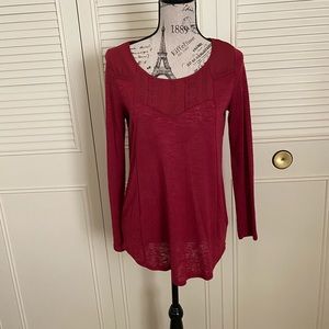 LC Lauren Conrad red knit long sleeve blouse